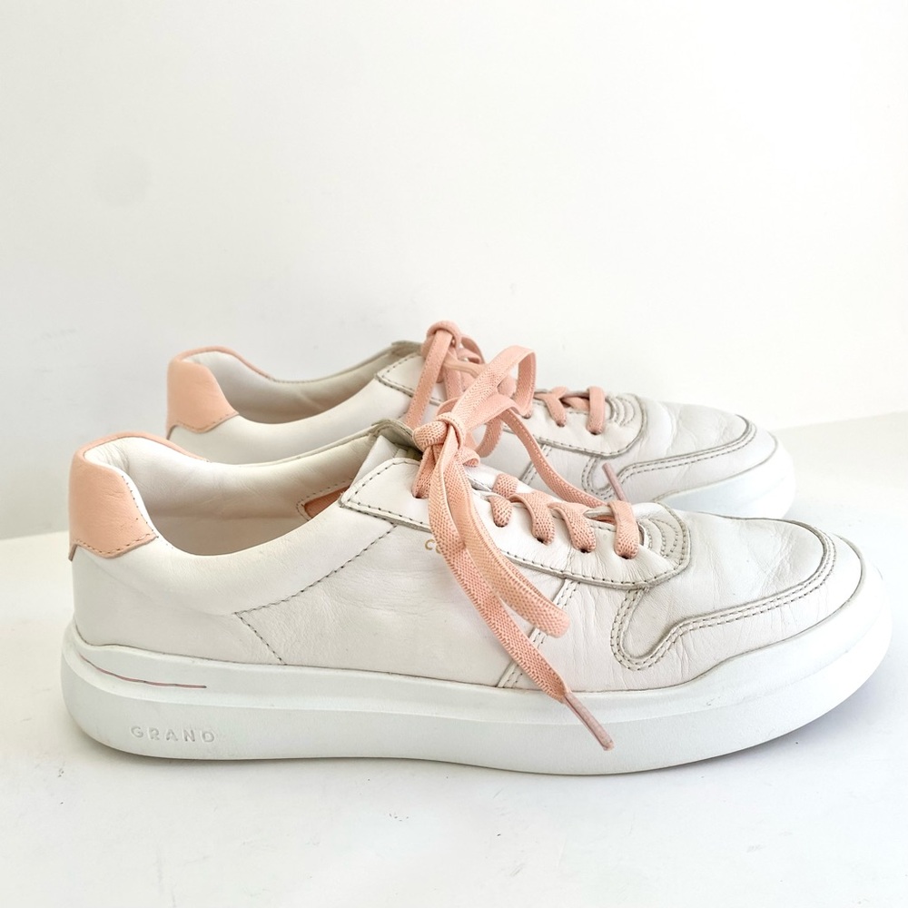 Cole Haan Grandpro Rally Court Leather Lace-up Fashion Sneakers White/Pink 6.5B - Picture 2 of 8